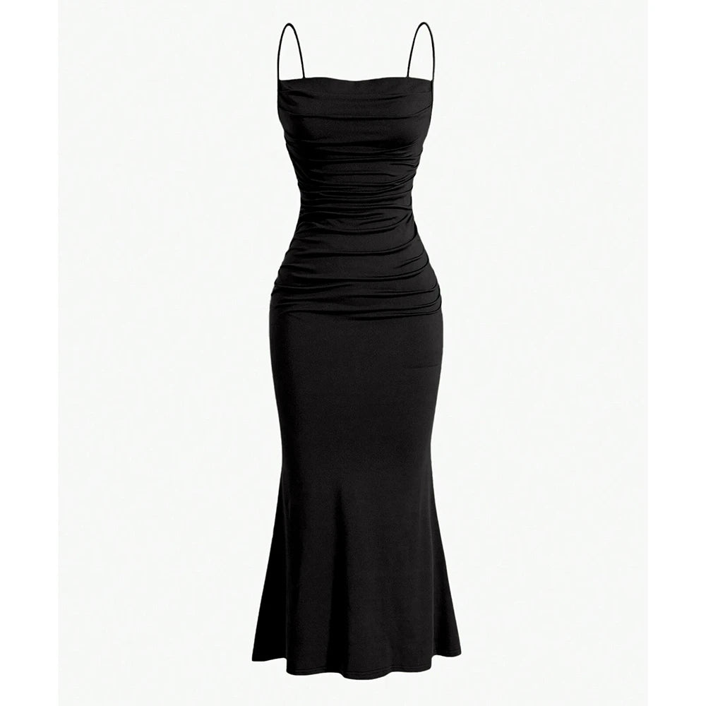 Mia Muse Women's Party Dresses Maxi Spaghetti Strap Elegant Slim Evening Wedding Guest Multi-Color Summer Milkmaid Dresses