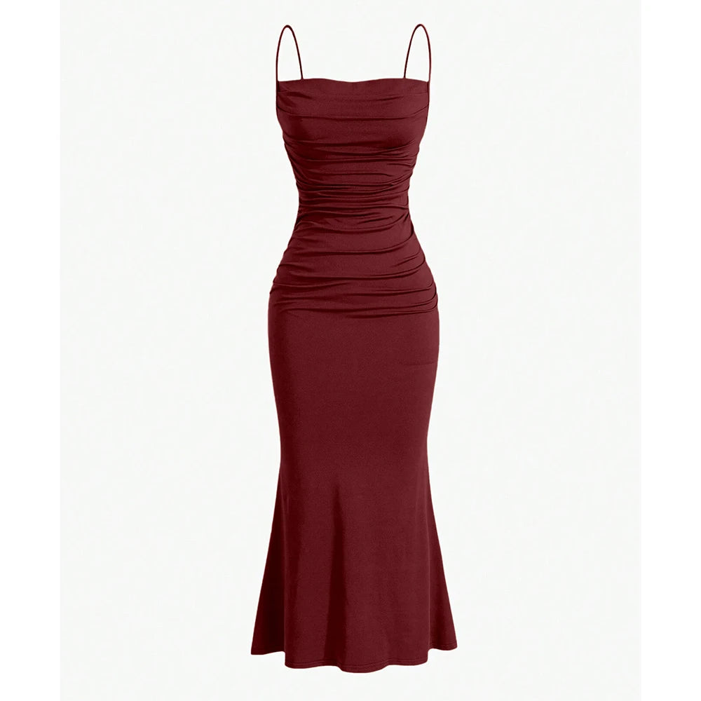 Mia Muse Women's Party Dresses Maxi Spaghetti Strap Elegant Slim Evening Wedding Guest Multi-Color Summer Milkmaid Dresses